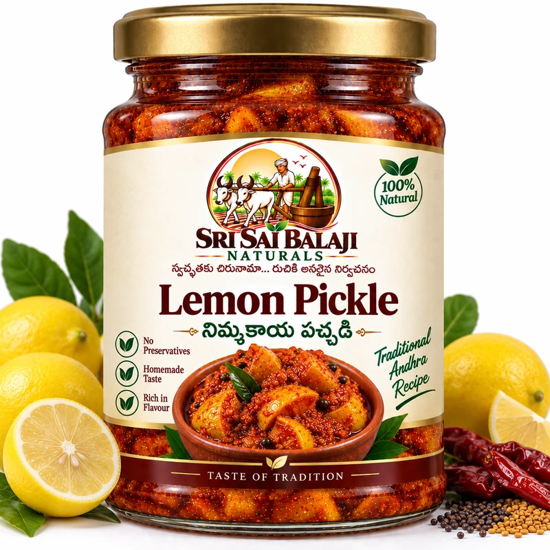 Traditional Andhra lemon pickle jar in Vijayawada