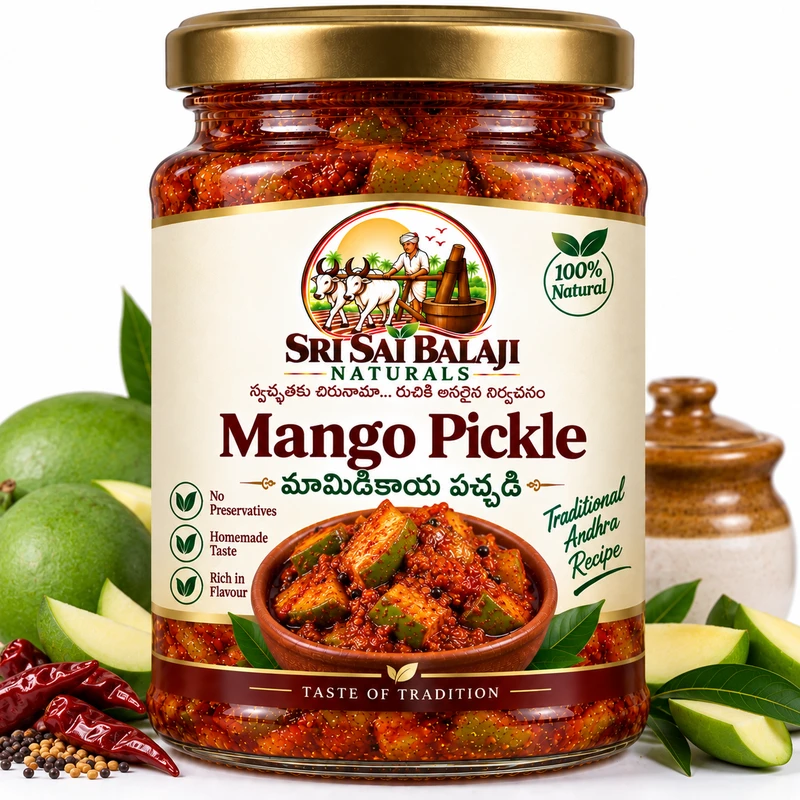 Traditional Andhra mango pickle jar in Vijayawada